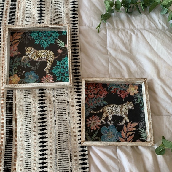 None Other - BUNDLE Two Square Jungle Cat Leopard Art Prints